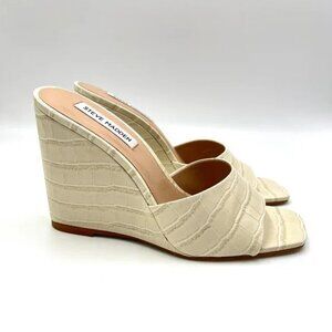 Steve Madden Womens Veles Cream Faux Leather Croc Print Wedges Heels Shoes 8.5